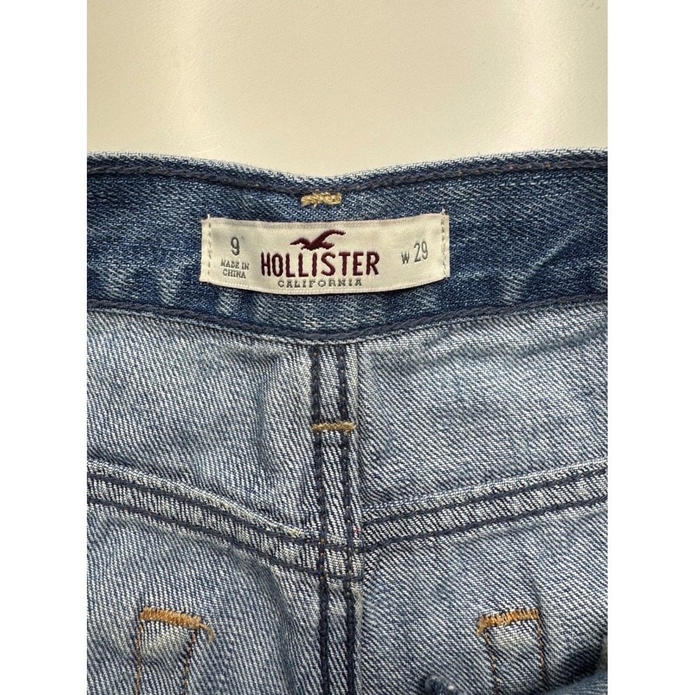 Hollister Medium Wash Distressed Denim Shorts Women Size 9 W29 Frayed Raw Hem - Picture 5 of 8